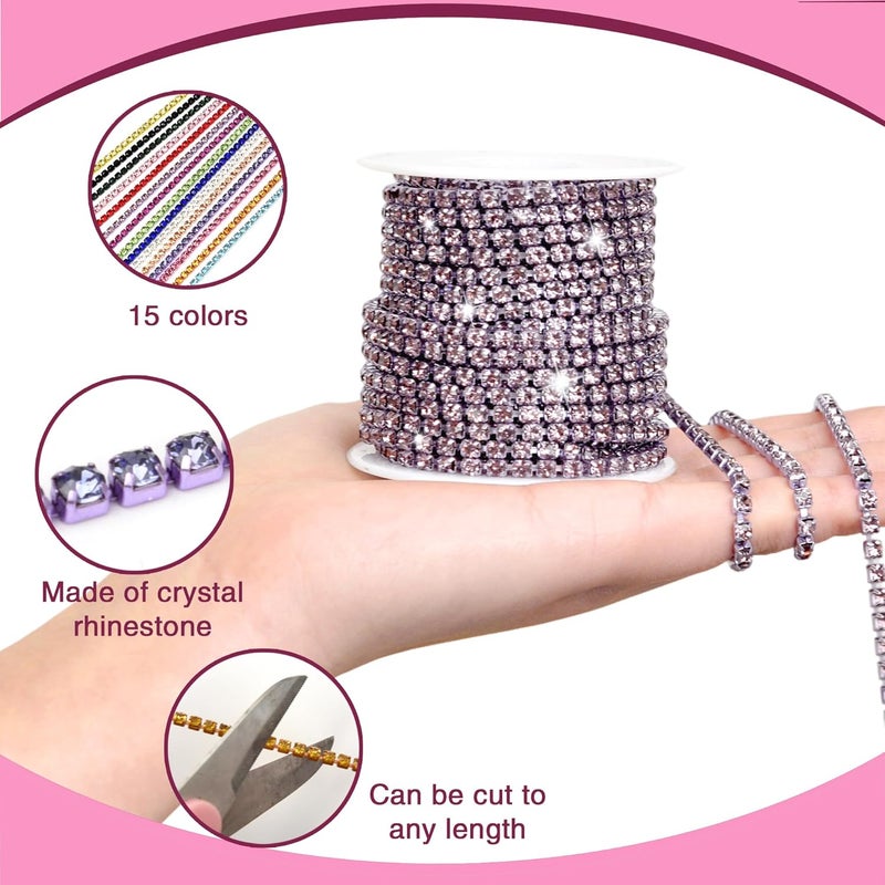 Dropower 4MM Crystal Rhinestone Close Chain Trim 10 Yards Rhinestone Banding Claw Cup Chain for Sewing Crafts, DIY Decoration, Jewelry, Clothing, Shoes Gold - Image 3